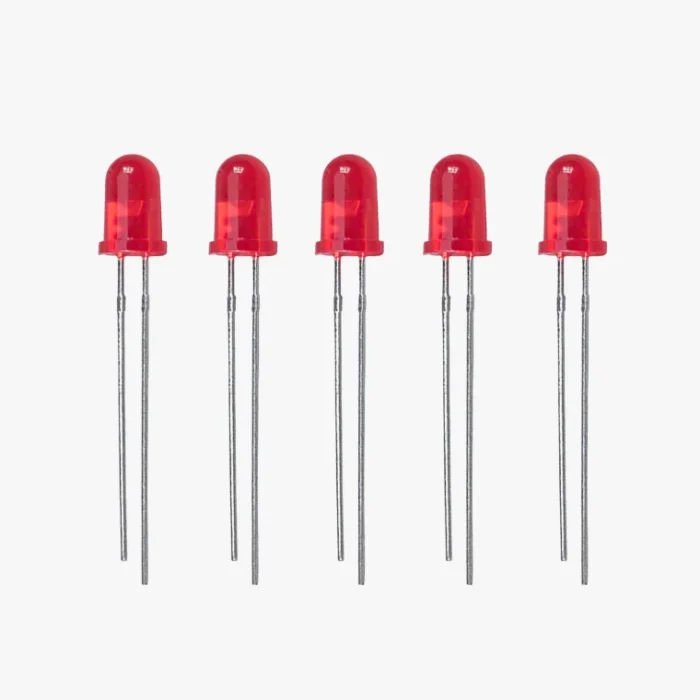 (Pack of 5) Red LED 5mm Diffused - ComponentsTree.com