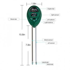 3 Way Soil Meter For Moisture, Light Intensity and pH Testing Meter