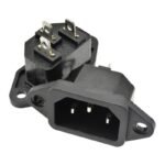 Male Power Cord Connector Panel Mount