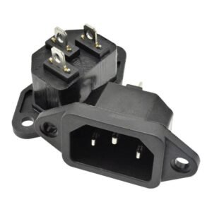 Male Power Cord Connector Panel Mount