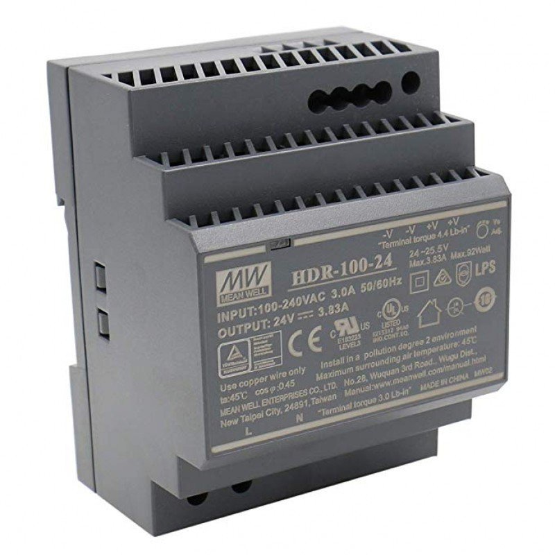 HDR-100-24 Mean well SMPS - 24V 3.83A 92W Din Rail Metal Power Supply HDR-100-24 Mean well SMPS - 24V 3.83A 92W Din Rail Metal Power Supply