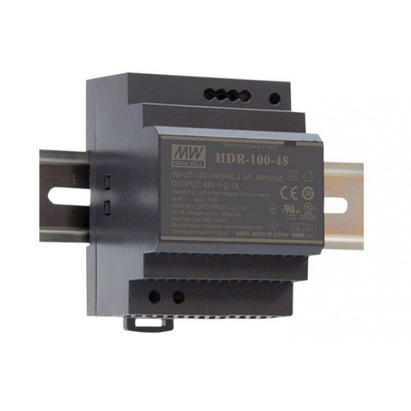HDR-100-48 Mean well SMPS - 48V 1.92A 92.2W Din Rail Metal Power Supply HDR-100-48 Mean well SMPS - 48V 1.92A 92.2W Din Rail Metal Power Supply