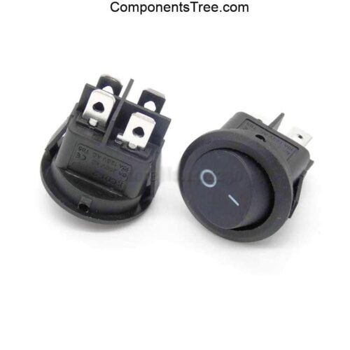 DPST ON-OFF Black Round Rocker Switch