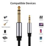 6.5mm to 3.5mm male to male audio stereo jack cable