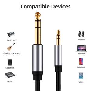 6.5mm to 3.5mm male to male audio stereo jack cable