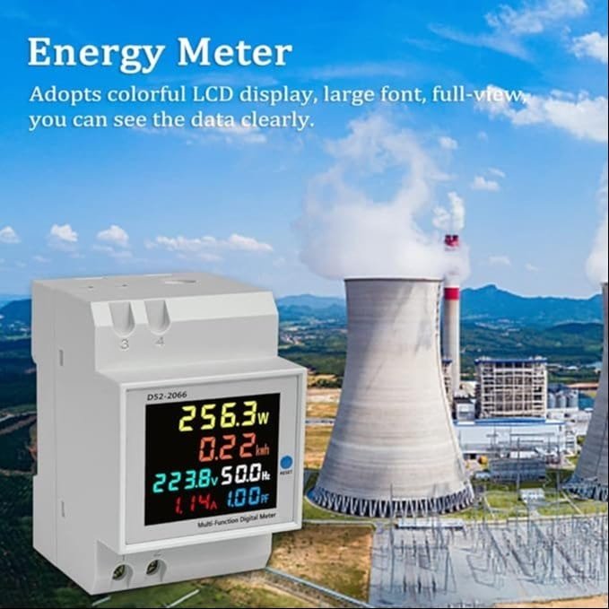Energy Meter Voltmeter 6 in 1 AC 40-300V 100A Watt Meter-Frequency-Active Power Factor-Current Ampere Voltage Monitoring Device with LCD Display-Digital Watt Meter-Power Consumption Meter - Image 2