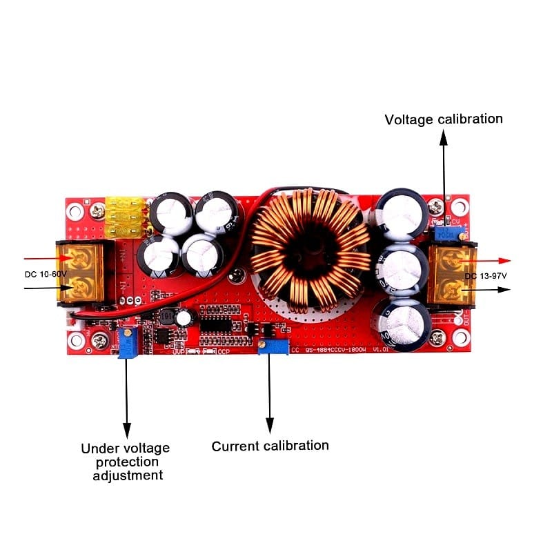 1800W 40A DC to DC Adjustable Constant Voltage and Current Power Supply Boost converter Module