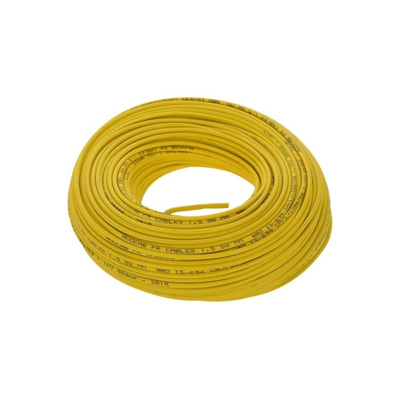 1.5 Sq mm Yellow PVC Insulated Copper Wire 1 Meter