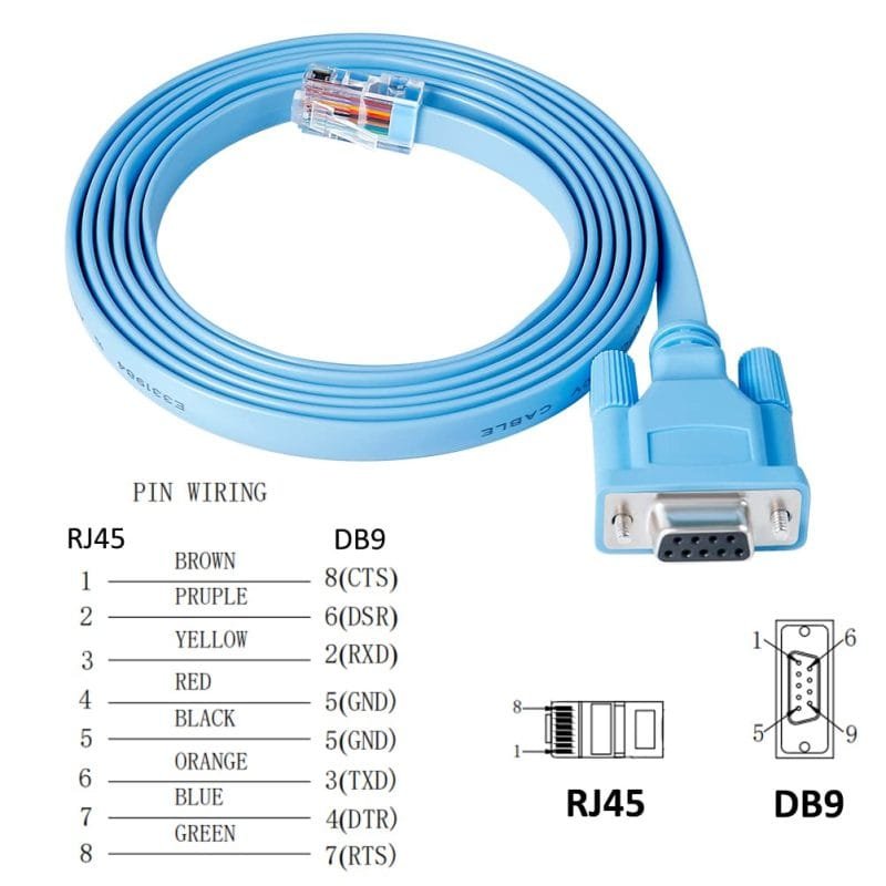 9 Pin DB9 Serial RS232 to RJ45 Cat5 Ethernet Console Cable