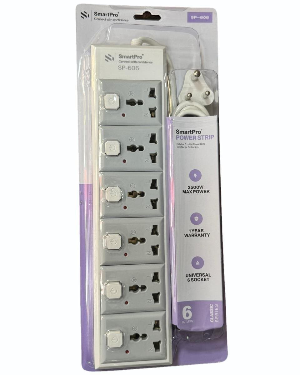 High Quality SmartPro 6 Socket Power Strip Extension Board - 5m