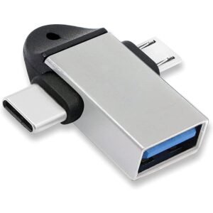 USB Female to Micro USB Male and Type C Male Dual Converter Adapter