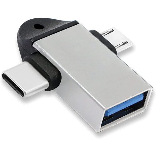 USB Female to Micro USB Male and Type C Male Dual Converter Adapter