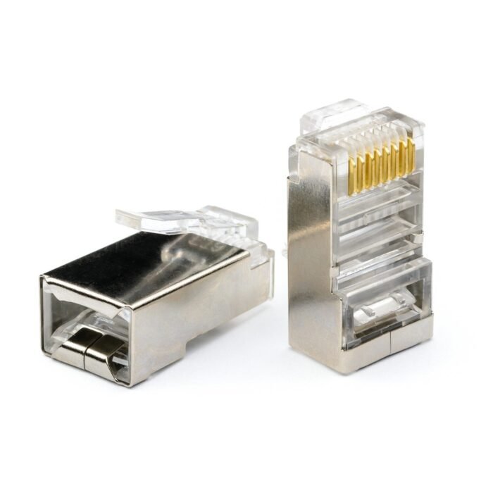 (Pack of 5) RJ45 (8P-8C) CAT6 Ethernet Metal Body STP Connector ...