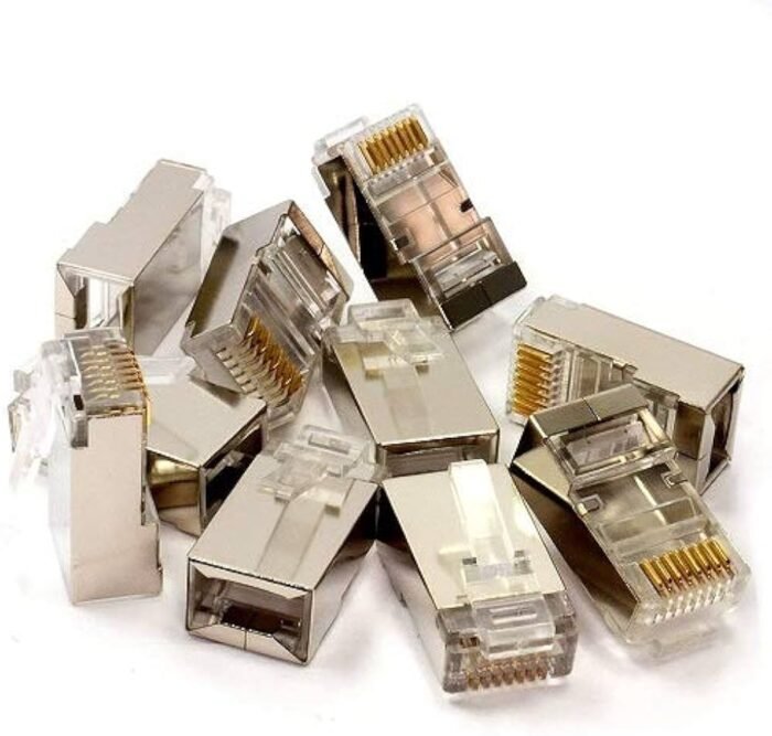 (Pack of 5) RJ45 (8P-8C) CAT6 Ethernet Metal Body STP Connector ...