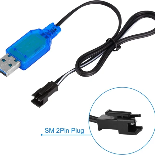 USB Charging Cable with JST SM 2 Pin Plug for Ni-Cd Ni-MH Battery Pack